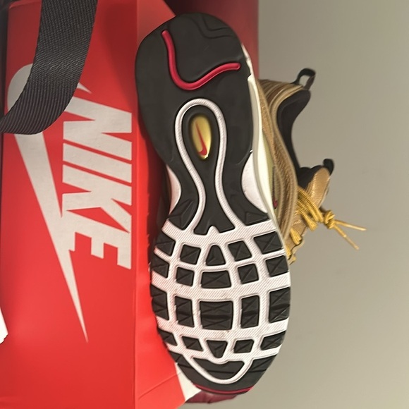 Nike Air Max 97 Quick Strike.Gold with red swoosh worn maybe 2-3 times looks new - Picture 7 of 10